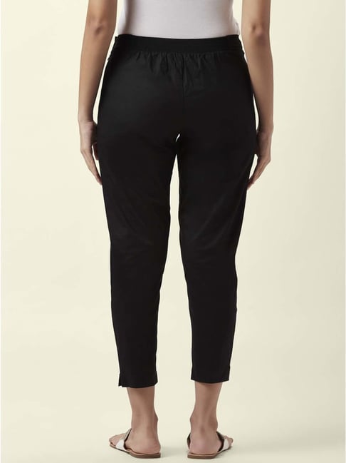 Buy Rangmanch by Pantaloons Black Cotton Regular Fit Pants for Women Online  @ Tata CLiQ