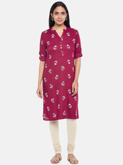 Rangmanch by Pantaloons Purple Printed Straight Kurta