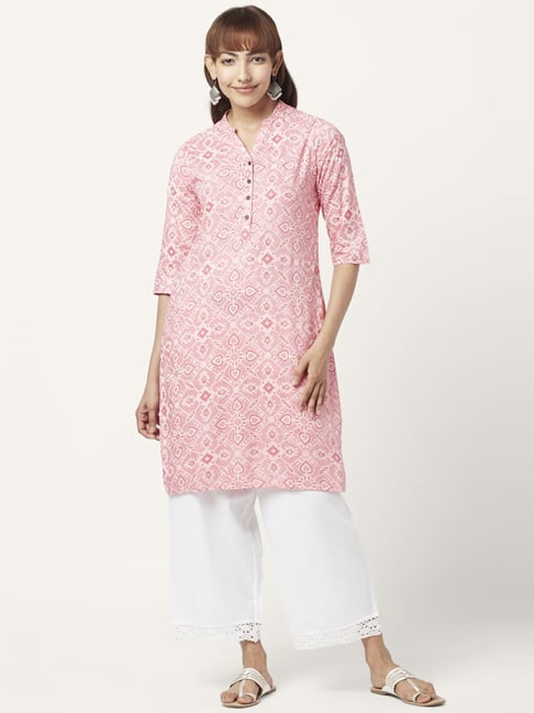 Rangmanch by Pantaloons Pink Printed Straight Kurta