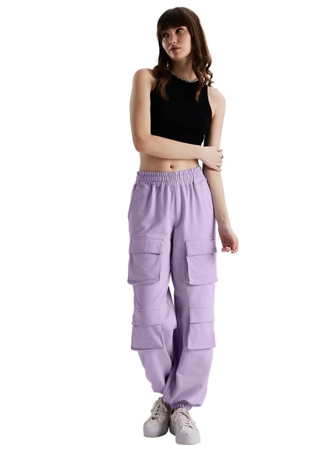 The Souled Store Trousers and Pants  Buy The Souled Store Solids Mauve  Women Cargo Pant Online  Nykaa Fashion