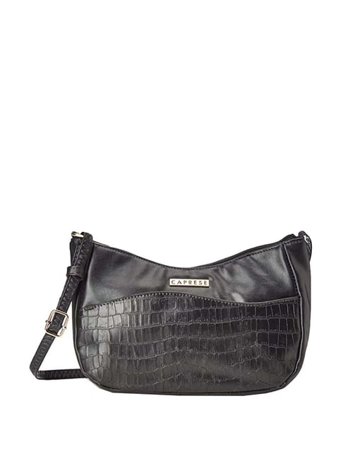 Buy Caprese Black Solid Small Hobo Handbag Online At Best Price