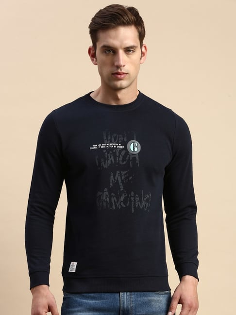 showoffff SHOWOFF Navy Blue Slim Fit Printed Sweatshirt-picture-33