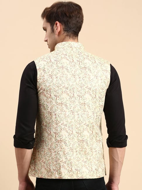 Blend Printed Nehru Jacket In Cream Colour - JK5300208