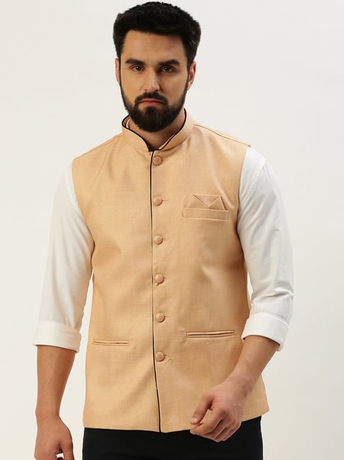 Peach Color Nehru Jacket | Ethnic Monarch