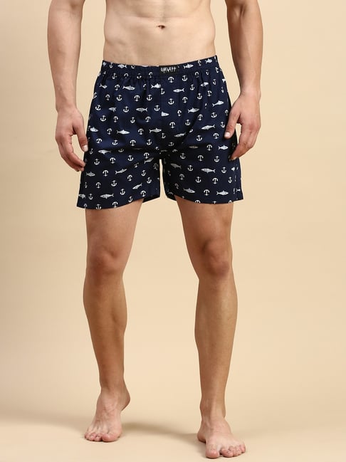 Navy Print Boxer Underwear