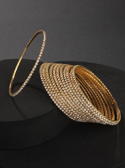 Aatmana Gold-Plated & CZ Studded Bangles for Women (Set of 12) - 2.4