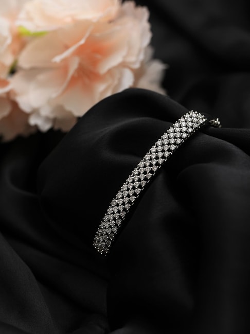 Gunmetal-Plated American Diamond Studded Bracelet – Priyaasi