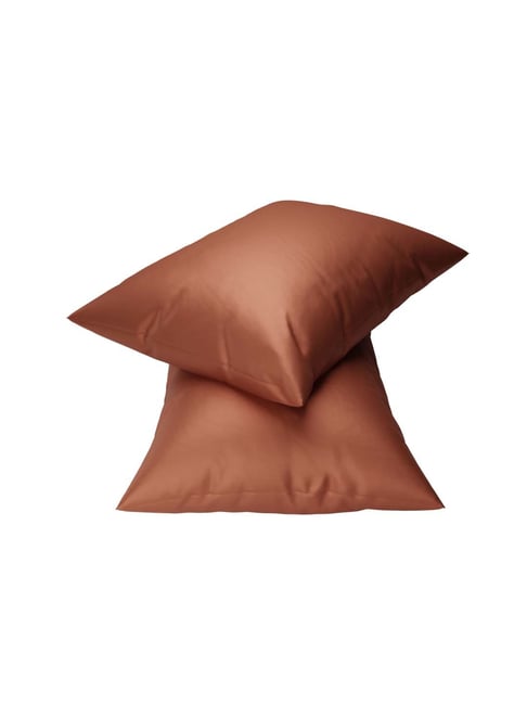 Stoa Paris SilkLike Brown Polyester 300 TC Pillow Cover - Set of 2
