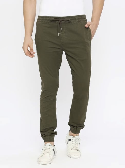 Spykar Military Green Slim Fit Trousers