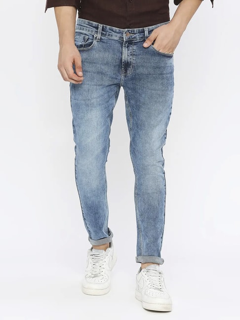 Ripped Washed Yellowed Slim-fit Jeans | Slim fit jeans, Heavy jacket, Slim  fit