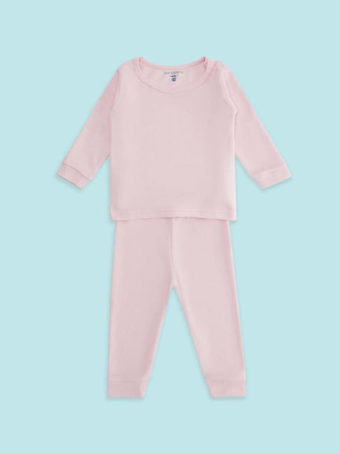 Pantaloons Baby Kids Pink Regular Fit Full Sleeves Thermal Set