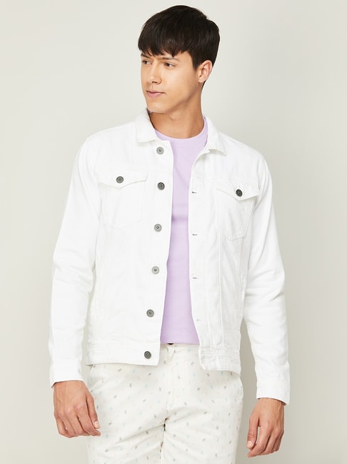 Buy Forca by Lifestyle White Cotton Regular Fit Denim Jacket for Mens Online @ Tata CLiQ