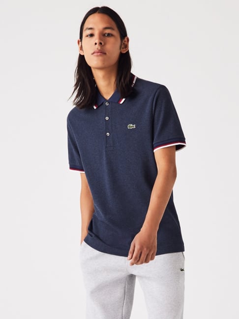 Lacoste Blue Cotton Regular Fit Polo T-Shirt