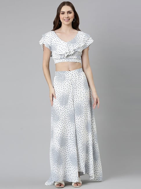 showoffff SHOWOFF White & Blue Printed Co-Ord Set-picture-17