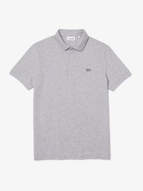 Lacoste Grey Cotton Regular Fit Polo T-Shirt