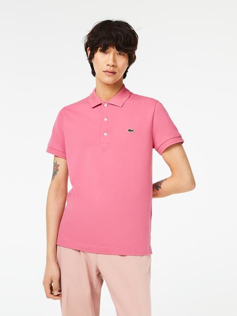 Lacoste Pink Cotton Slim Fit Polo T-Shirt