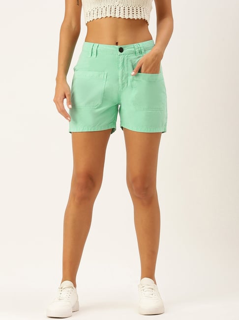 Bene Kleed Mint Green Denim Shorts