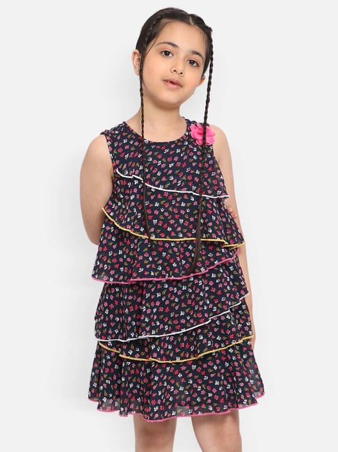 Nauti Nati Kids Black Floral Print Dress