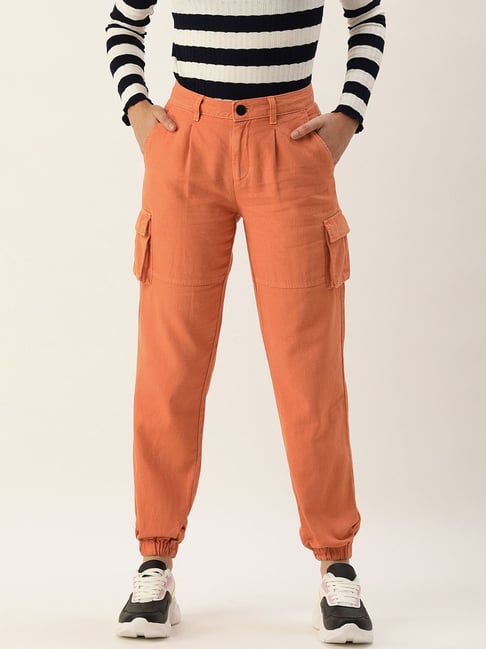 Orange cargo 2024 joggers womens