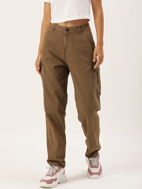 YOURS Curve Plus Size Khaki Green Cropped Cargo Trousers | Yours Clothing