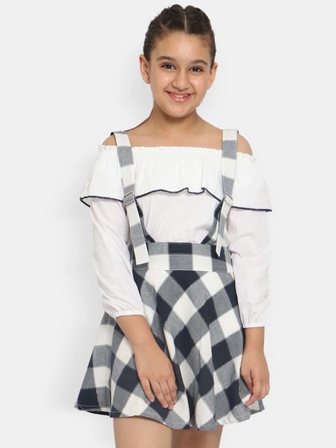 Black and hotsell white dungaree dress