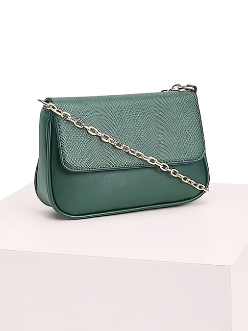 Forever Glam by Pantaloons Forest Green Textured Small Cross Body Bag