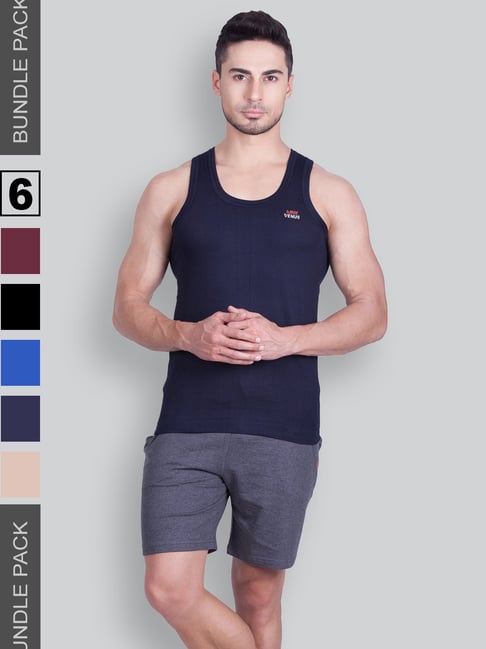 Buy Lux Cozi Men Pack of 3 Assorted Pure Cotton Gym Vest (Size