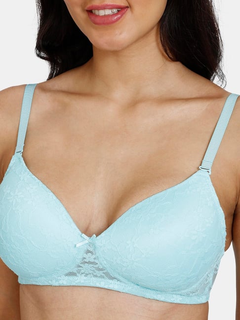 Zivame Light Blue Wireless Half Coverage T-Shirt Bra