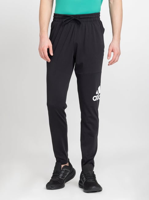 adidas Black Regular Fit Essentials Logo Sports Joggers-picture-16