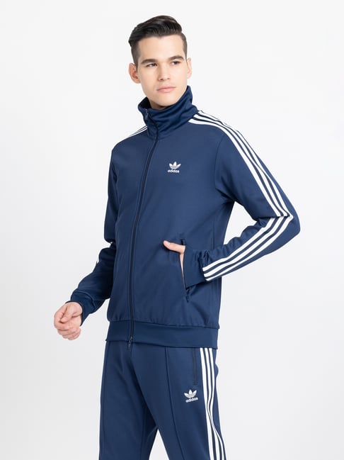 Buy Adidas Originals BECKENBAUER Blue Slim Fit High Neck Track