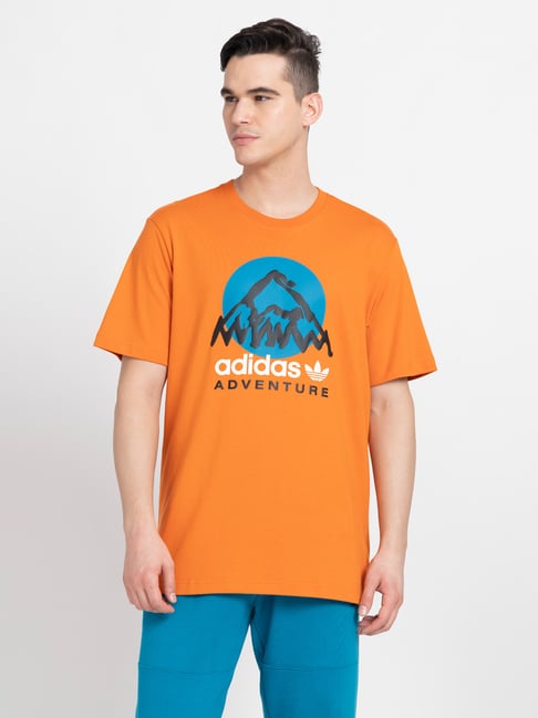 Buy Adidas Originals Orange Adventure Mountain Cotton Crew T Shirt