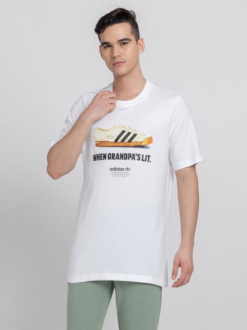 ADIDAS Printed Men Round Neck White T-Shirt - Buy ADIDAS Printed Men Round  Neck White T-Shirt Online at Best Prices in India