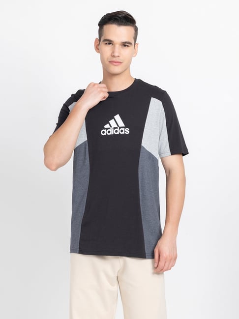 adidas Essentials Black Regular Fit Cotton Crew T-Shirt