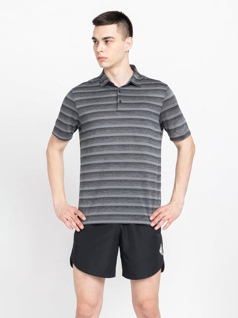 adidas Black Regular Fit Striped Sports Polo T-Shirt-picture-10