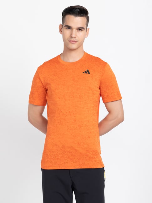 adidas TENNIS FREELIFT Orange Slim Fit Sports T-Shirt-image-45