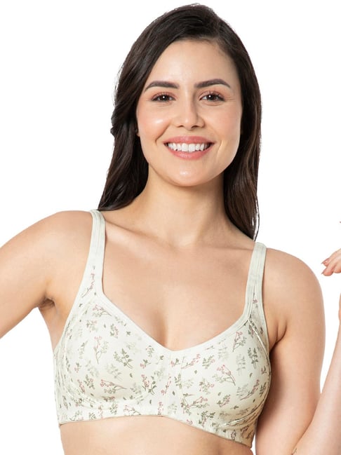 Amante Cream Cotton Floral Print Full Coverage Bra-picture-25
