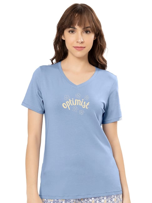 Amante Blue Printed T-Shirt-picture-31