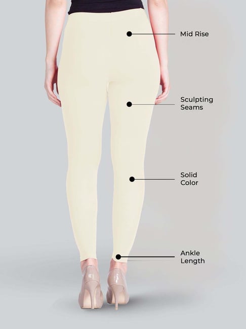 White Cotton Ankle Length Leggings.