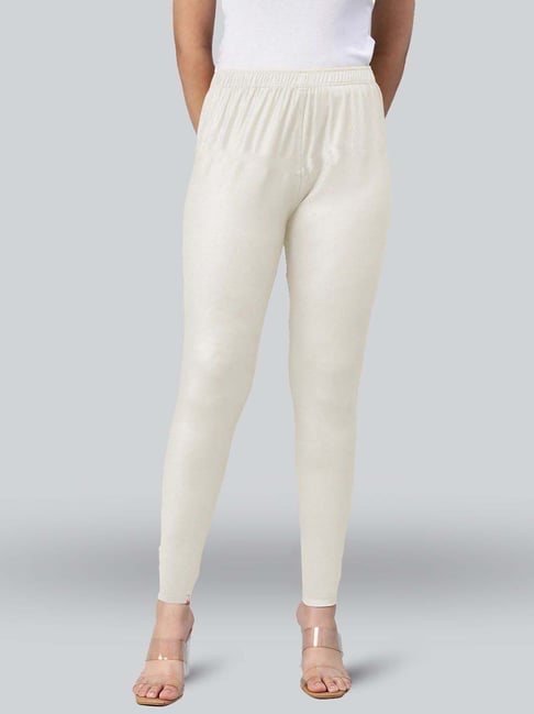 Lyra women white curved belly panel high waist no elastic overbelly  maternity leggings - LYRA - 4240682