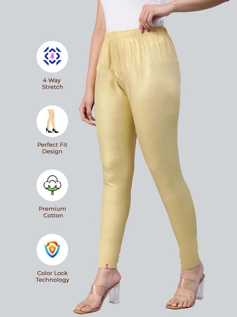 Lyra Golden Cotton Ankle Length Leggings