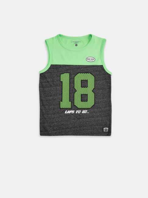 Buy Pantaloons Baby Kids Green Cotton Color Block T-Shirt for Boys