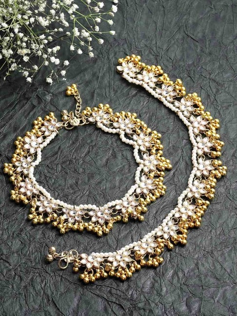 Buy Karatcart Gold Plated Floral Kundan Anklet Online At Best Price Tata CLiQ
