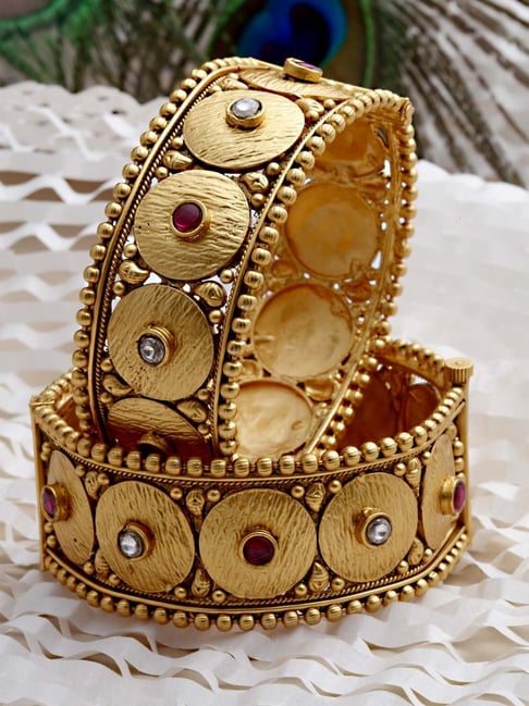 Buy Karatcart Antique Gold-Plated Rajwadi Temple Bangles Online At