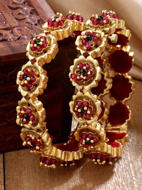 Gold plated red on sale bangles