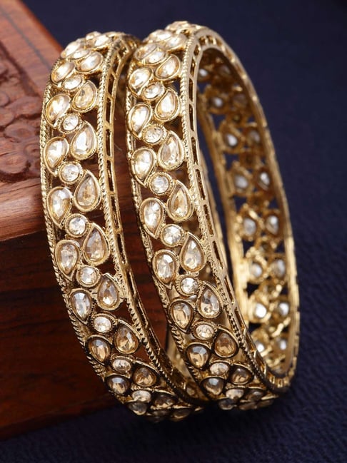 Gold kundan bangles with on sale price