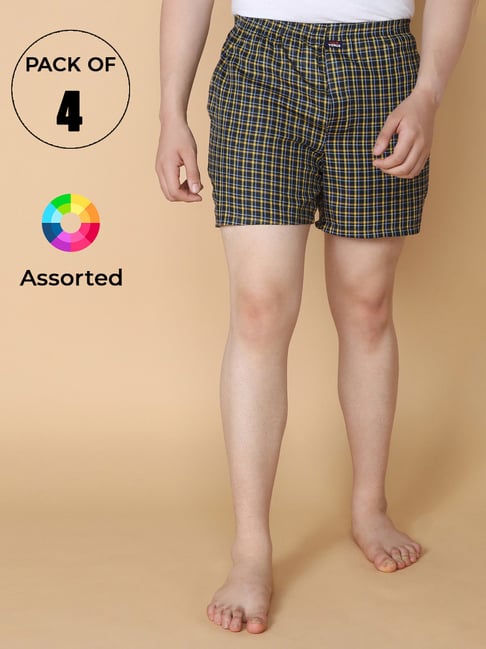 LUX Venus Assorted Check Boxers - Pack of 4