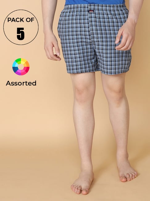 LUX Venus Assorted Check Boxers - Pack of 5