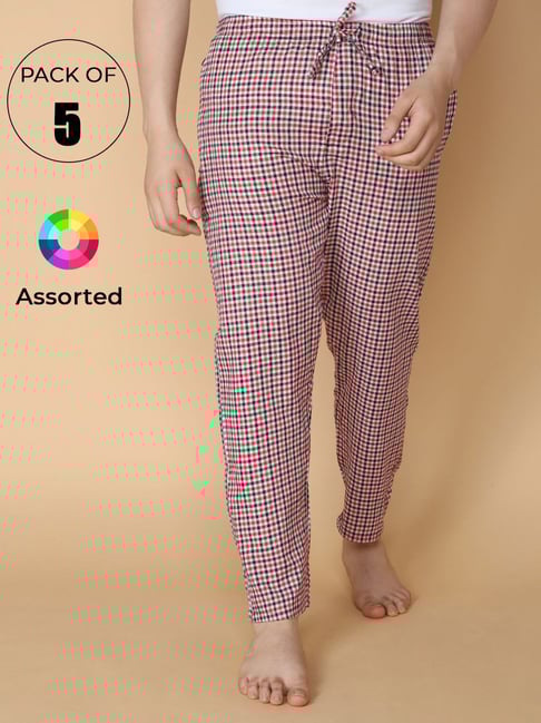 LUX Venus Assorted Check Nightwear Pyjamas - Pack of 5