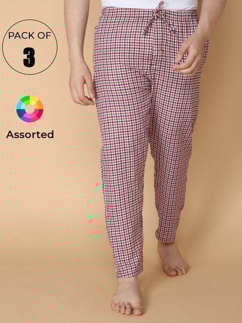 LUX Venus Assorted Check Nightwear Pyjamas - Pack of 3