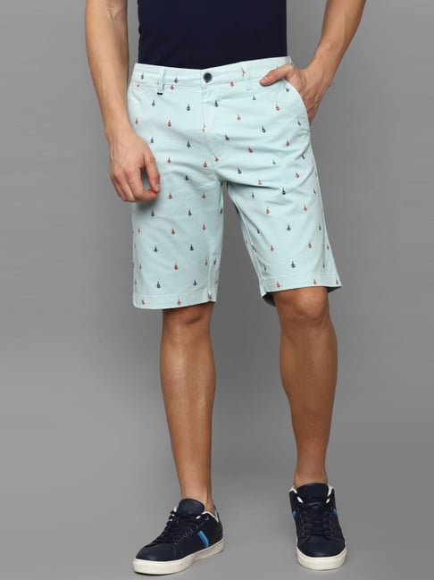 Louis Philippe Sport Light Blue Cotton Slim Fit Printed Shorts-picture-47